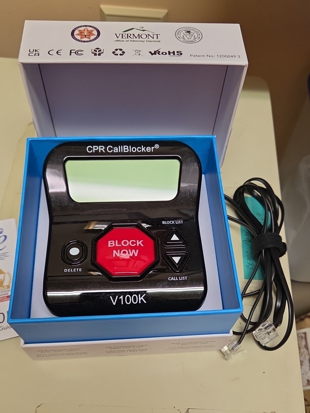 CPR V100K Call Blocker - Black with Red Block Button